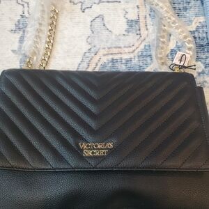 Victoria's Secret Black Chevron Shoulder Bag